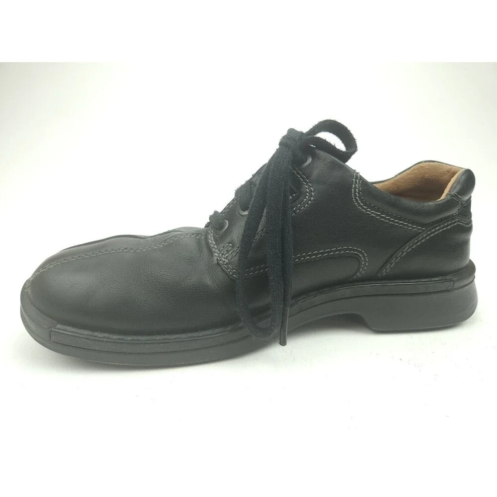 Ecco Mens Fusion Bicycle Toe Tie Leather Oxford Shoes Black 39 US 5-5.5